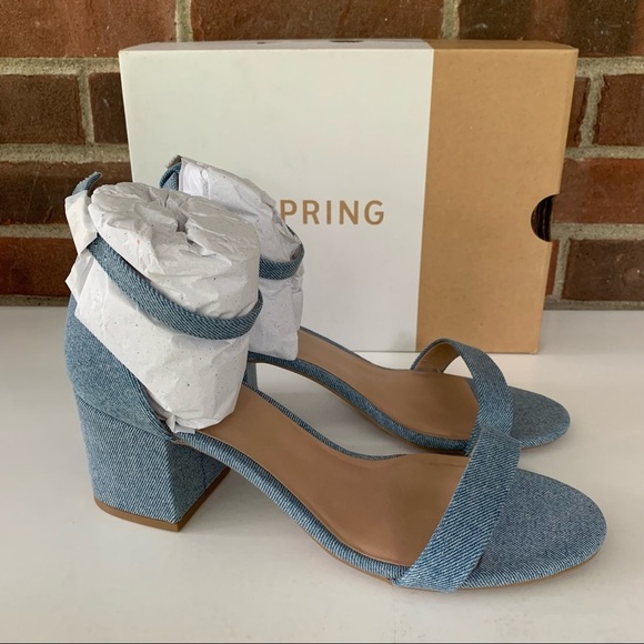 Call It Spring Women’s Stangarone Denim Black Heel Ankle Strap Sandals US 10 M - Picture 1 of 7